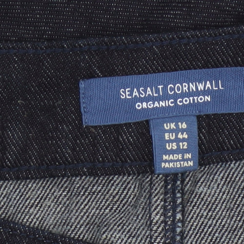 Seasalt Cornwall Women’s Blue UK 16 A-Line Organic Cotton Denim Skirt