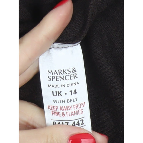 Marks & Spencer Women Black UK 14 Long A-Line Stretch Skirt