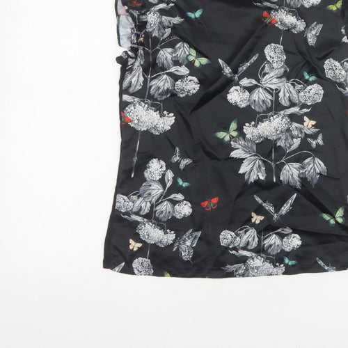 Ted Baker Women Black Floral Butterfly Ruffle Blouse UK 6