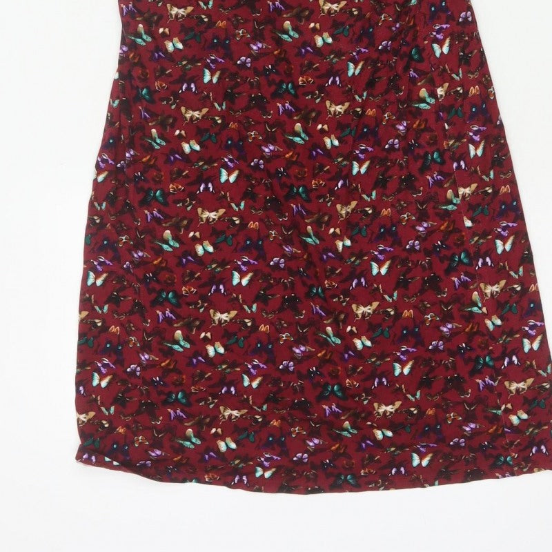 Joe Browns Women’s Red Butterfly Print V-Neck Sheath Dress UK 14