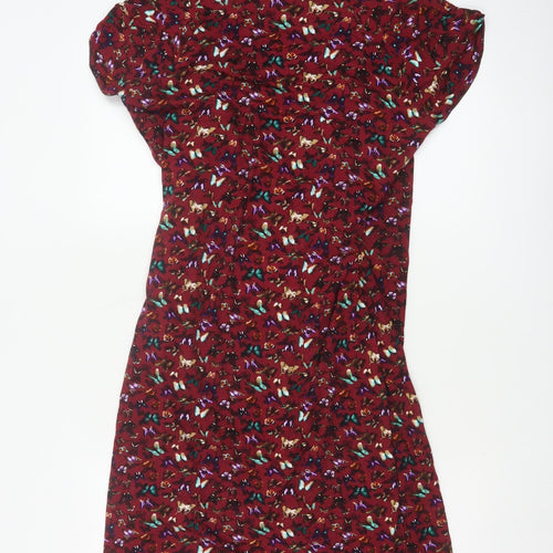 Joe Browns Women’s Red Butterfly Print V-Neck Sheath Dress UK 14