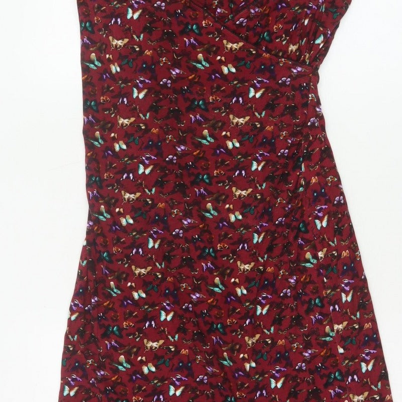 Joe Browns Women’s Red Butterfly Print V-Neck Sheath Dress UK 14