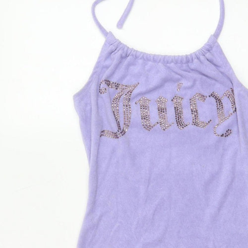Juicy Couture Women’s Purple XS Velour Halter Bodycon Mini Dress
