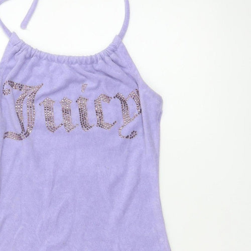 Juicy Couture Women’s Purple XS Velour Halter Bodycon Mini Dress