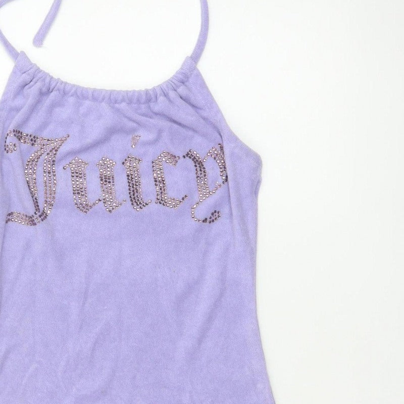 Juicy Couture Women’s Purple XS Velour Halter Bodycon Mini Dress