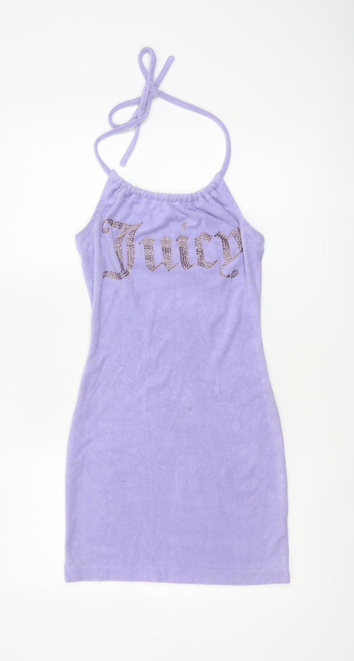 Juicy Couture Women’s Purple XS Velour Halter Bodycon Mini Dress