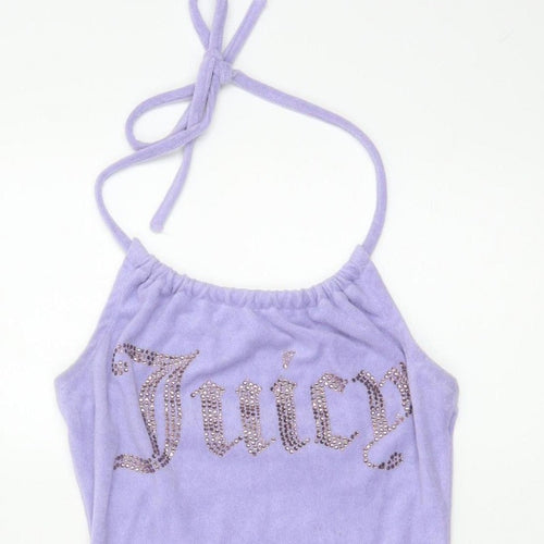 Juicy Couture Women’s Purple XS Velour Halter Bodycon Mini Dress