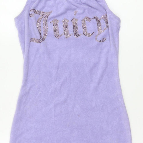 Juicy Couture Women’s Purple XS Velour Halter Bodycon Mini Dress