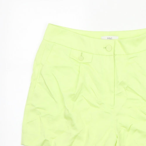 Marks & Spencer Women Yellow Size 16 Regular Tailored Shorts Pockets