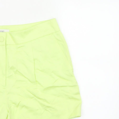 Marks & Spencer Women Yellow Size 16 Regular Tailored Shorts Pockets