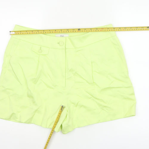 Marks & Spencer Women Yellow Size 16 Regular Tailored Shorts Pockets