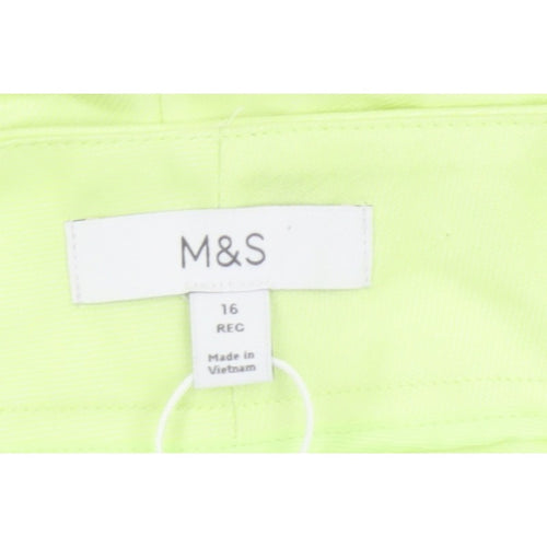 Marks & Spencer Women Yellow Size 16 Regular Tailored Shorts Pockets