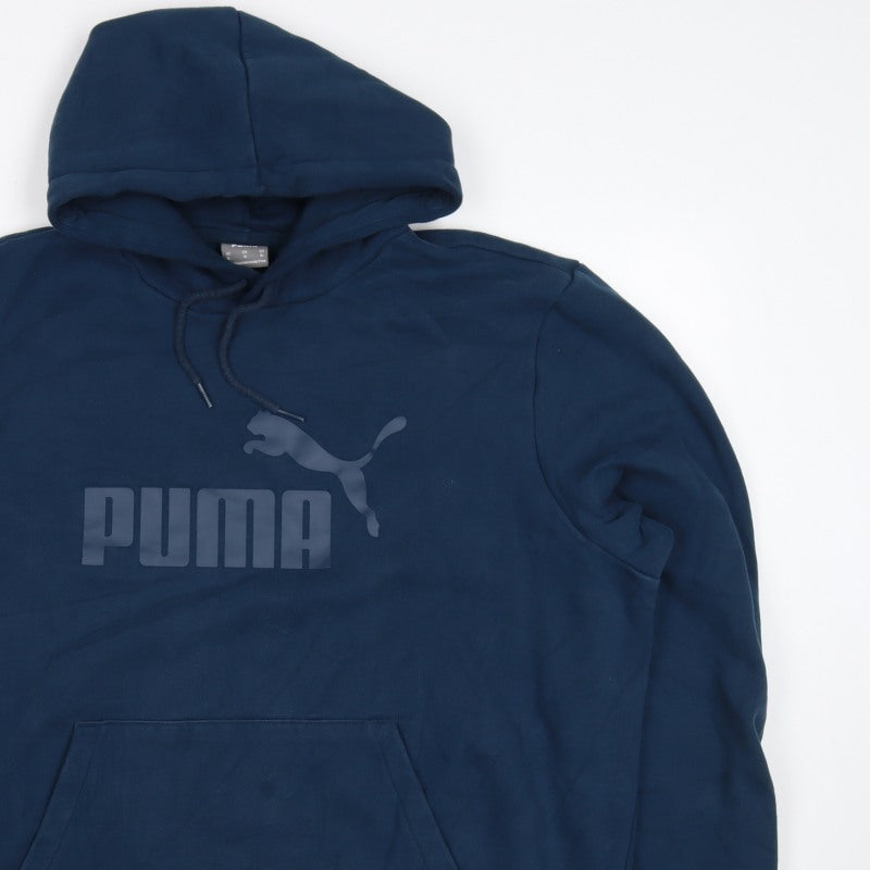 Puma Men's Blue XL Pullover Hoodie Logo Graphic Kangaroo Pocket