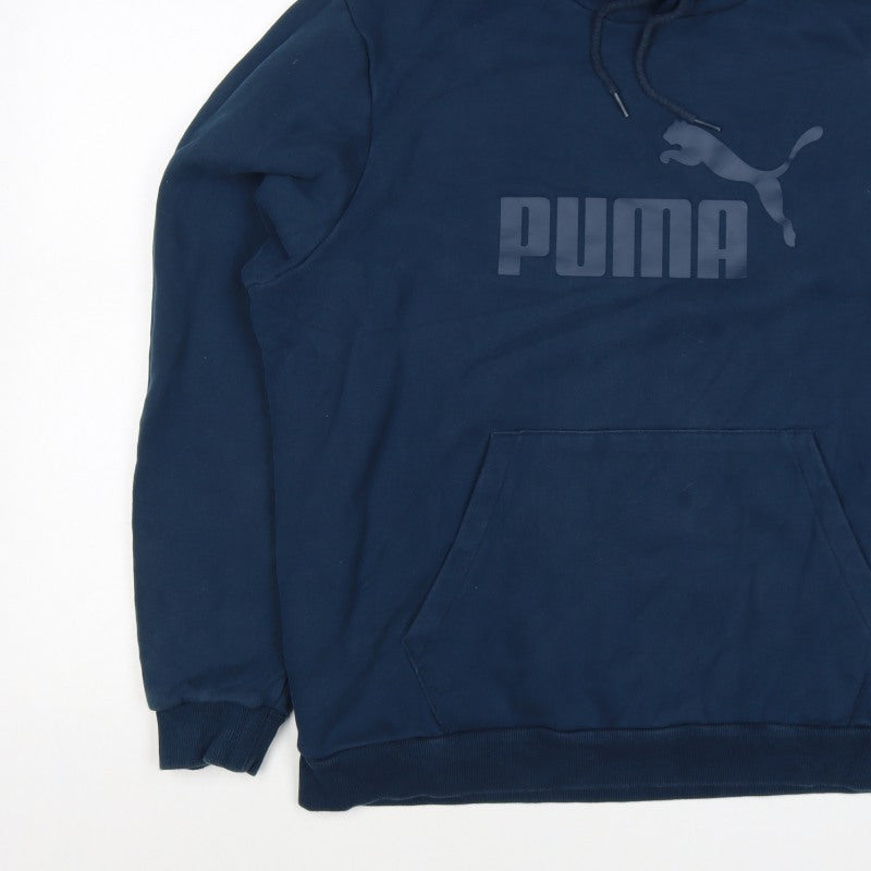 Puma Men's Blue XL Pullover Hoodie Logo Graphic Kangaroo Pocket