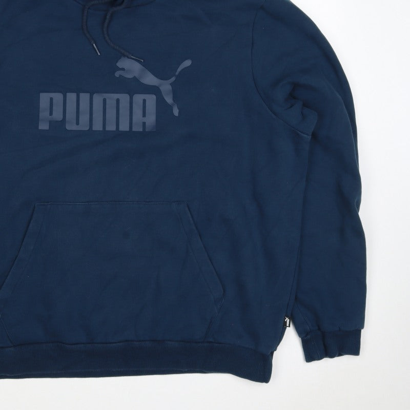 Puma Men's Blue XL Pullover Hoodie Logo Graphic Kangaroo Pocket