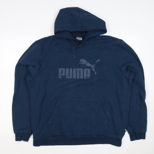 Puma Men's Blue XL Pullover Hoodie Logo Graphic Kangaroo Pocket