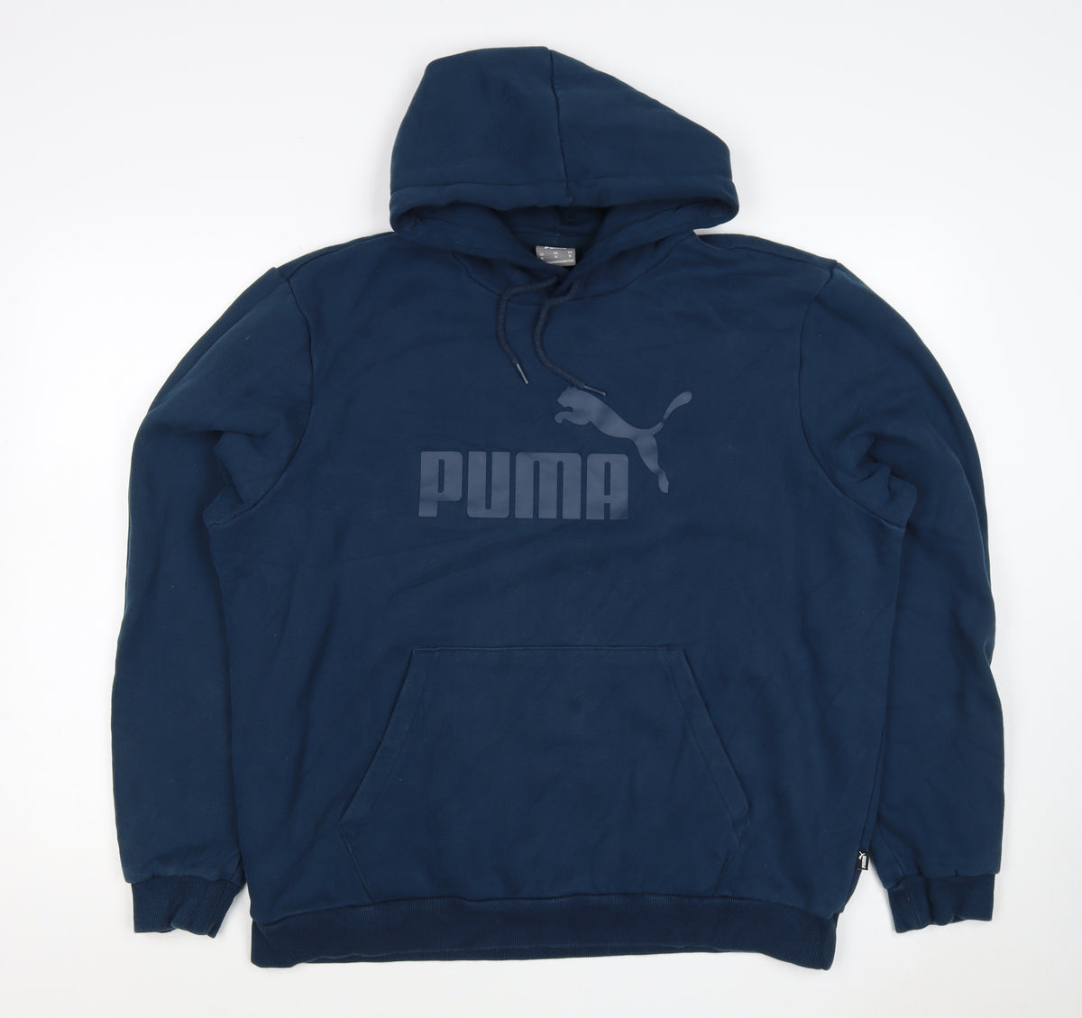 Puma Men's Blue XL Pullover Hoodie Logo Graphic Kangaroo Pocket