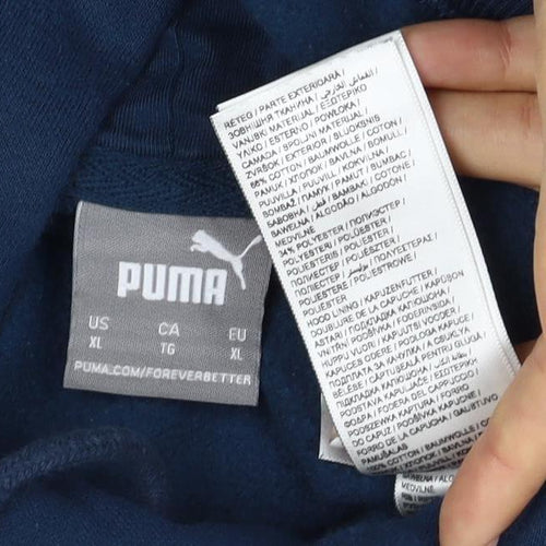 Puma Men's Blue XL Pullover Hoodie Logo Graphic Kangaroo Pocket