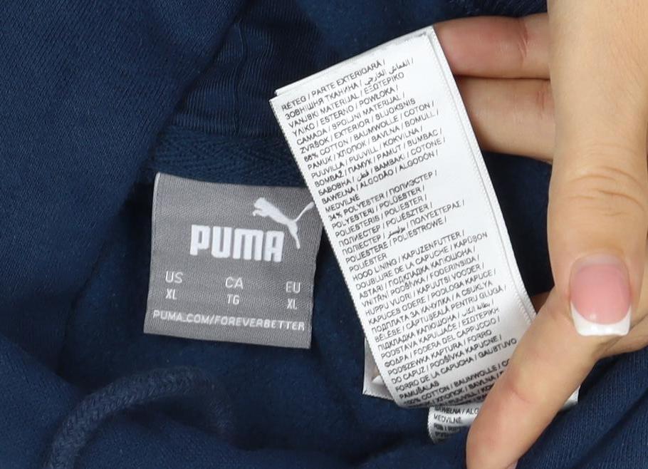 Puma Men's Blue XL Pullover Hoodie Logo Graphic Kangaroo Pocket