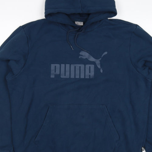 Puma Men's Blue XL Pullover Hoodie Logo Graphic Kangaroo Pocket