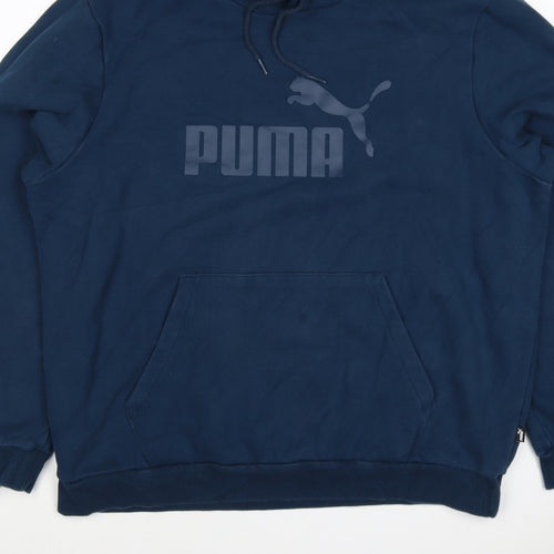 Puma Men's Blue XL Pullover Hoodie Logo Graphic Kangaroo Pocket