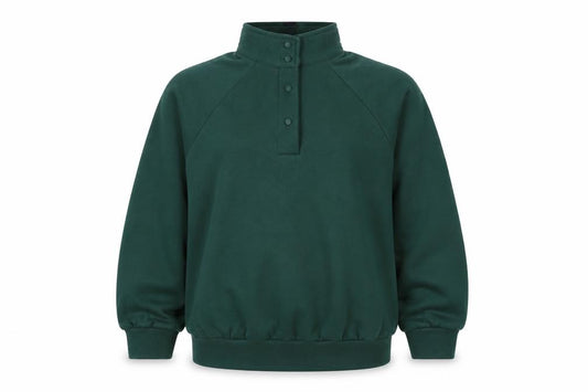 Front view of Country Collection Women's Green M Henley Button Sweatshirt