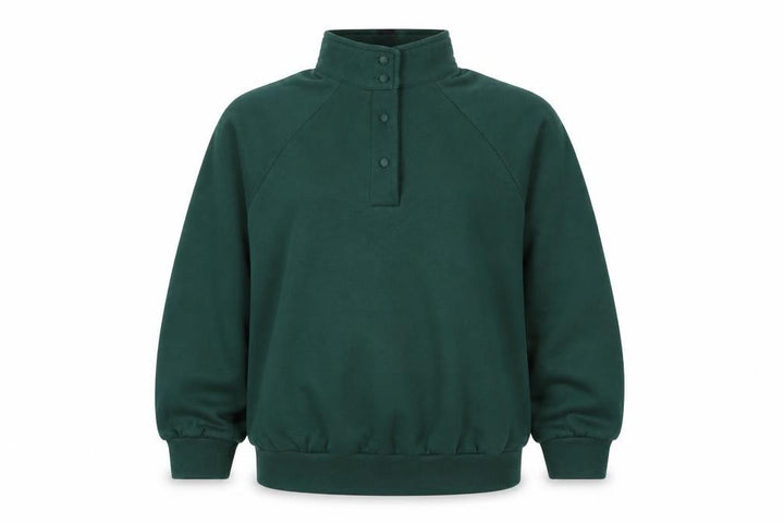 Country Collection Women's Green M Henley Button Sweatshirt