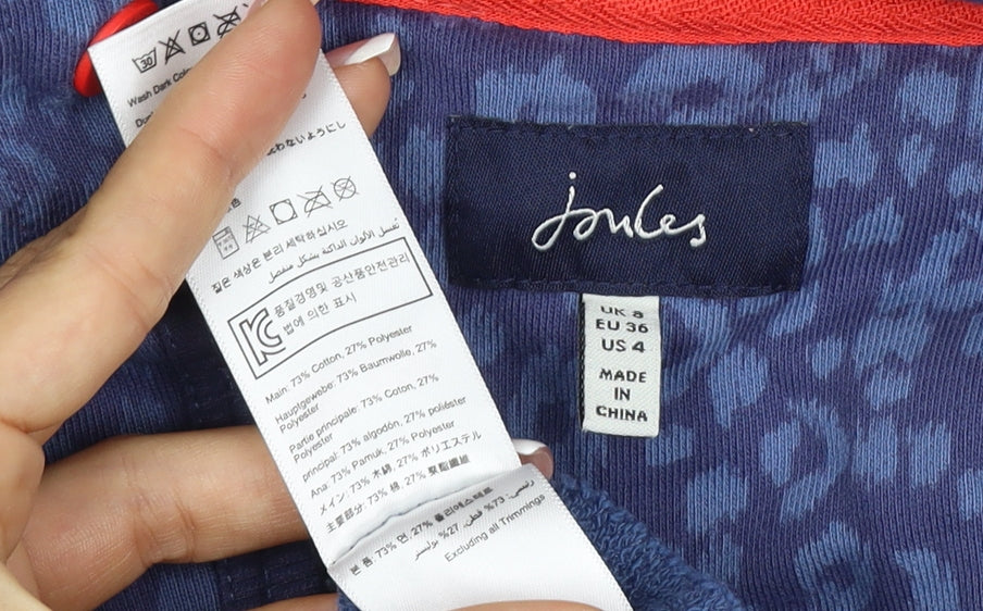 Joules Women’s Blue Leopard Print Full Zip Hoodie UK 8
