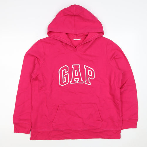 Gap Teens Pink XL Pullover Hoodie Logo Fleece Kangaroo Pocket