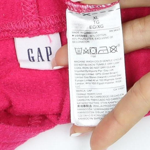 Gap Teens Pink XL Pullover Hoodie Logo Fleece Kangaroo Pocket