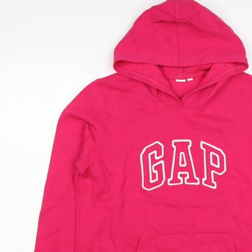 Gap Teens Pink XL Pullover Hoodie Logo Fleece Kangaroo Pocket
