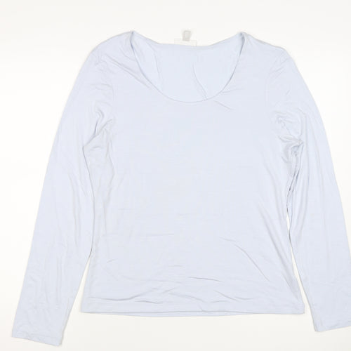 The White Company Women’s Blue Modal Scoop Neck Long Sleeve Top UK 16