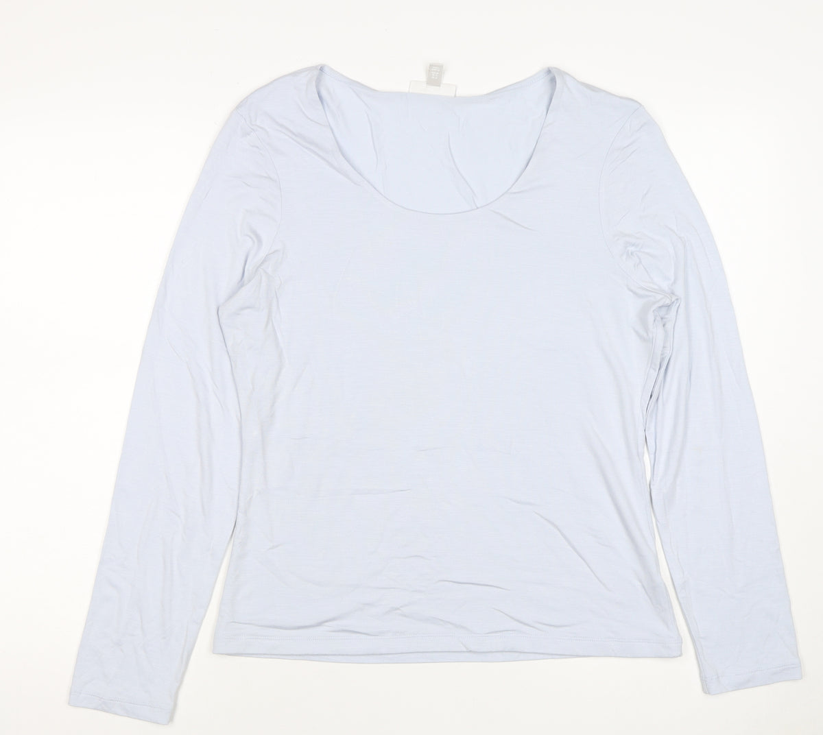 The White Company Women’s Blue Modal Scoop Neck Long Sleeve Top UK 16