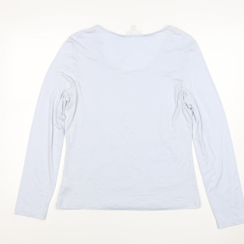 The White Company Women’s Blue Modal Scoop Neck Long Sleeve Top UK 16