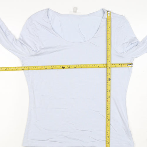 The White Company Women’s Blue Modal Scoop Neck Long Sleeve Top UK 16