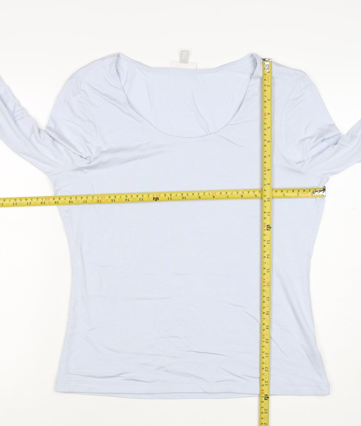 The White Company Women’s Blue Modal Scoop Neck Long Sleeve Top UK 16