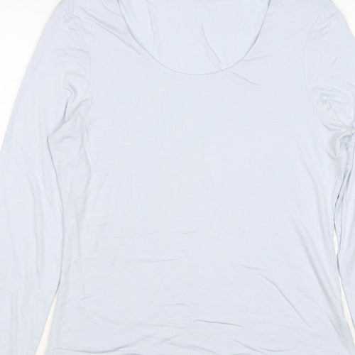 The White Company Women’s Blue Modal Scoop Neck Long Sleeve Top UK 16
