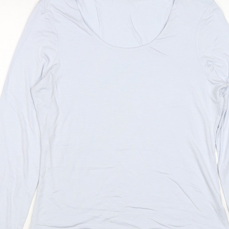 The White Company Women’s Blue Modal Scoop Neck Long Sleeve Top UK 16