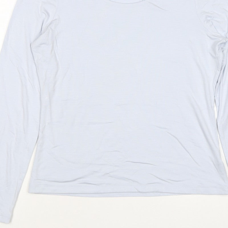 The White Company Women’s Blue Modal Scoop Neck Long Sleeve Top UK 16
