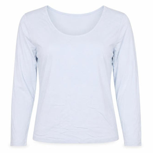 The White Company Women’s Blue Modal Scoop Neck Long Sleeve Top UK 16