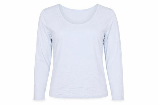 The White Company Women’s Blue Modal Scoop Neck Long Sleeve Top UK 16