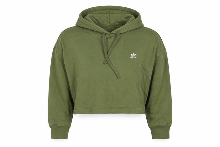 Adidas Women Green UK 10 Pullover Hoodie Trefoil Logo Long Sleeve