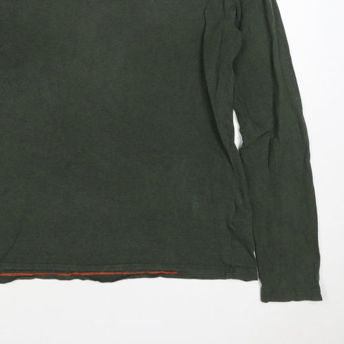 Superdry Mens Green L Long Sleeve Crew Neck Logo T-Shirt