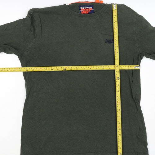 Superdry Mens Green L Long Sleeve Crew Neck Logo T-Shirt
