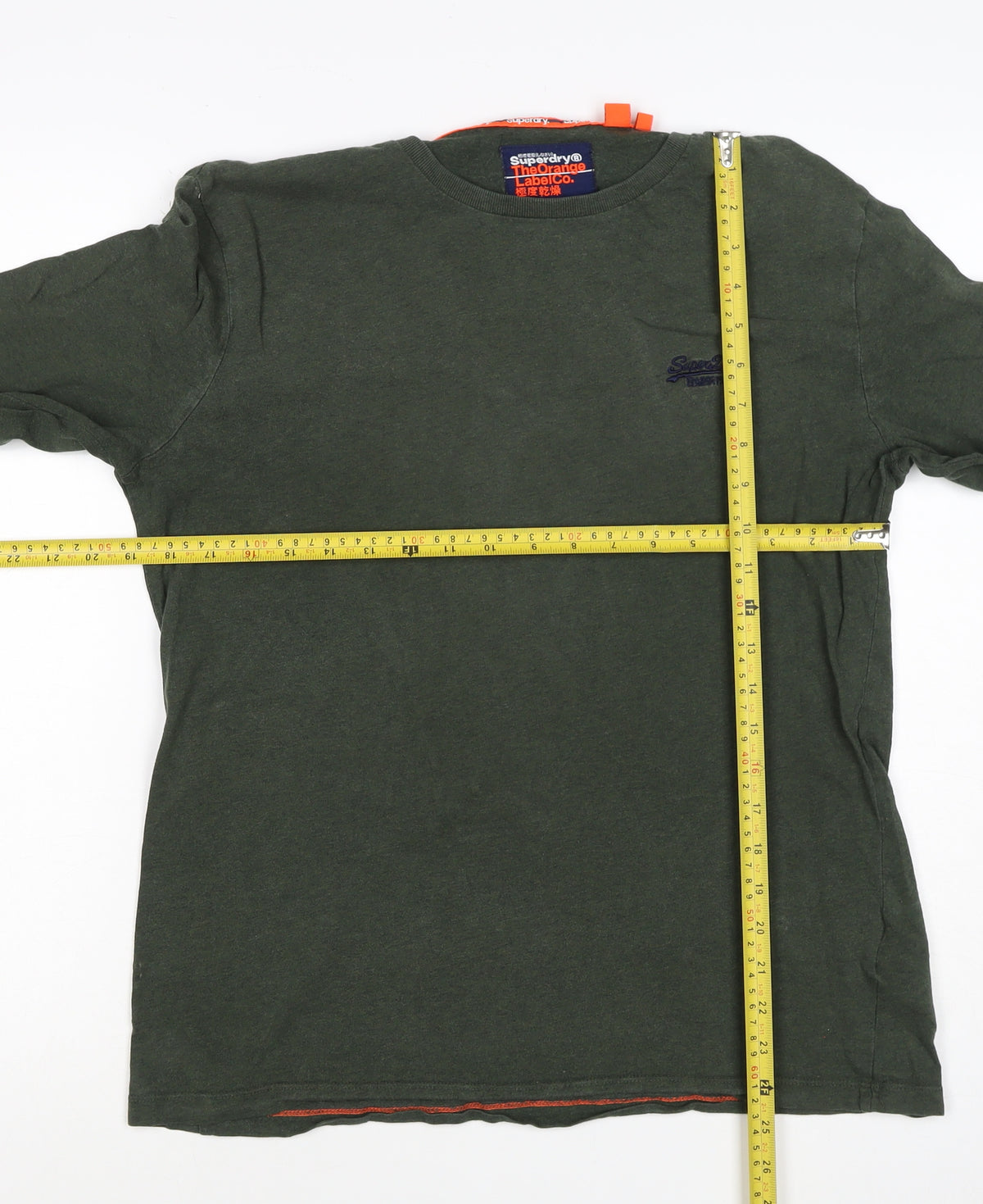Superdry Mens Green L Long Sleeve Crew Neck Logo T-Shirt