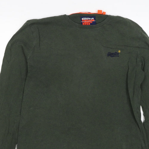 Superdry Mens Green L Long Sleeve Crew Neck Logo T-Shirt