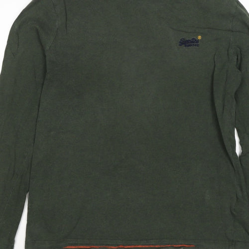 Superdry Mens Green L Long Sleeve Crew Neck Logo T-Shirt