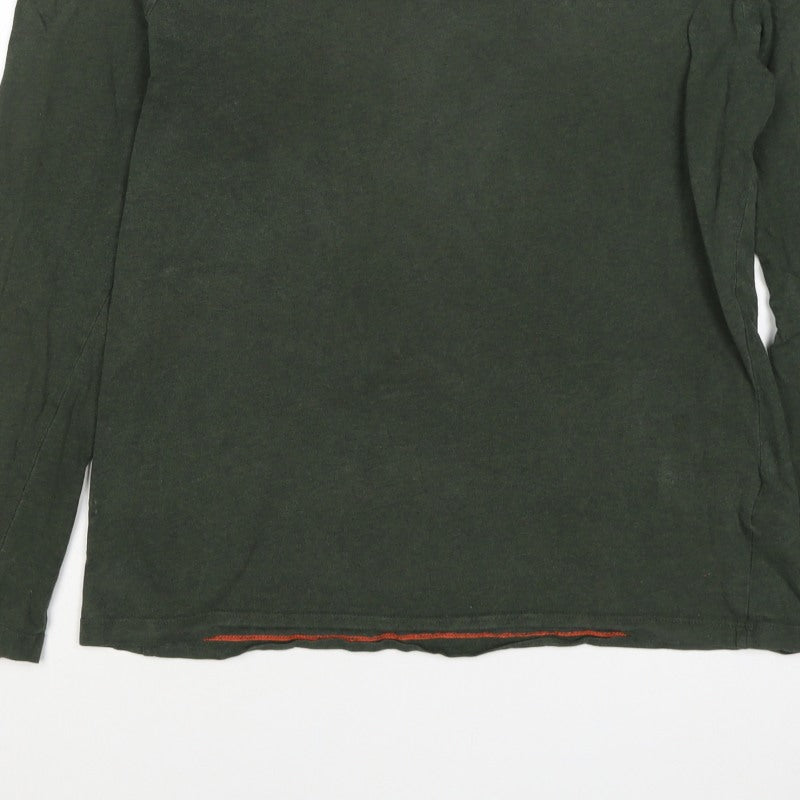 Superdry Mens Green L Long Sleeve Crew Neck Logo T-Shirt
