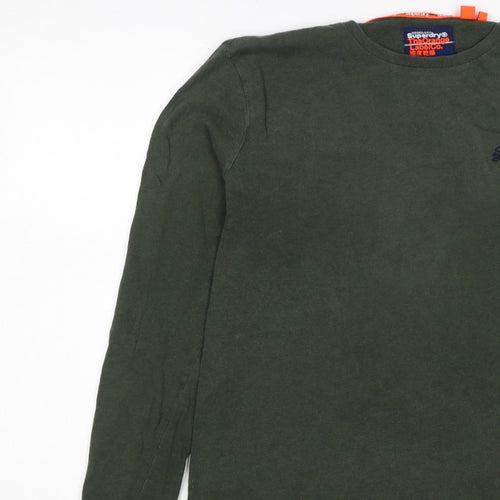 Superdry Mens Green L Long Sleeve Crew Neck Logo T-Shirt