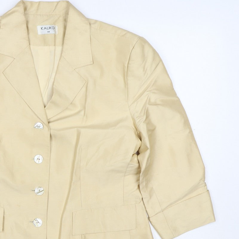 Additional view of Kaliko Women Ivory UK 14 Silk Lined Single-Breasted Blazer